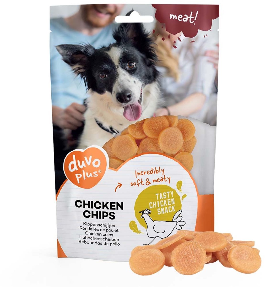 Duvo+ Kippenchips hondensnack | zachte kippenschijfjes | 80 g 80 gram