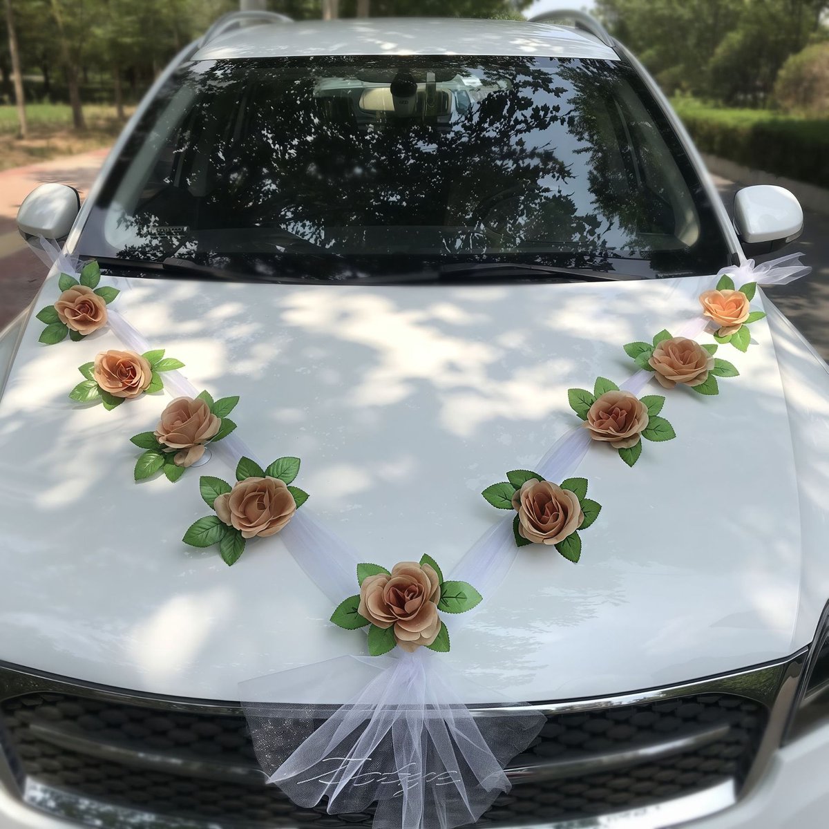 Bruin Linten met vlinders voor bruiloftsauto's - feestelijke autodecoratie - sfeervolle versiering voor bruiloften en andere feesten