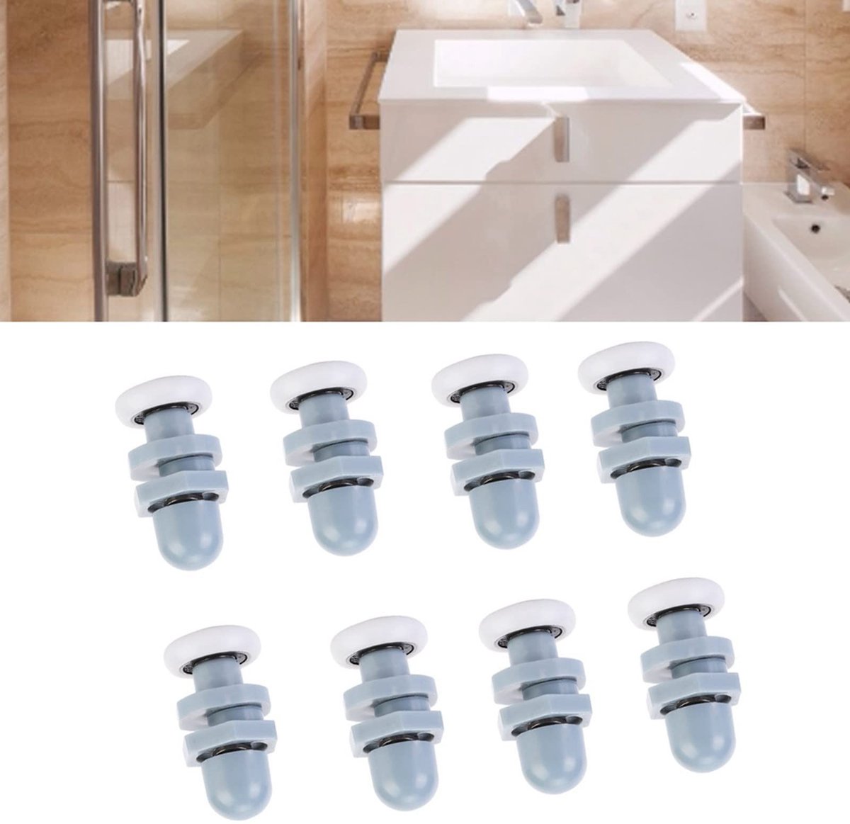 Dailygoods - Dailygoody - Douchedeurrollen - Vervangend Onderdeel - 8 Stuks - Schuifdeuren - Kunststof - 20mm - Geschikt voor Badkamer - Glazen Schuifdeur