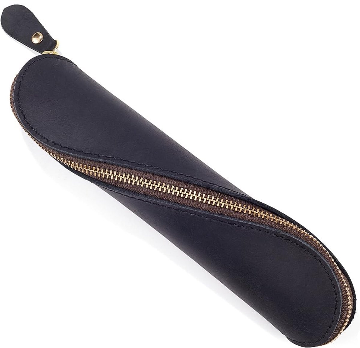 Dailygoods - Dailygoody - Echt Lederen Etui - Handgemaakte Pennenzak - Compact - Zwart - Multifunctionele Houder - Geschikt voor Kantoor en Thuis - Luxe Desig
