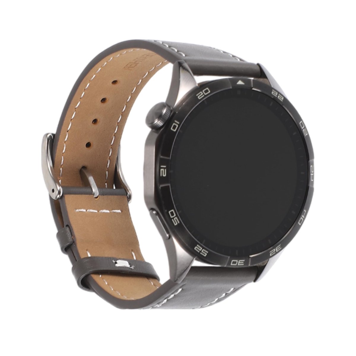 Dailygoods - Dailygoody - Horlogeband - Rundleer - Duurzaam en Vochtbestendig - Grijs - Comfortabel en Stijlvol - Geschikt voor Diverse Horloges - 24 mm