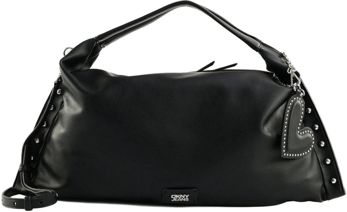 DKNY schoudertas handtas Rocco Hobo Bag Black / Silver zwart