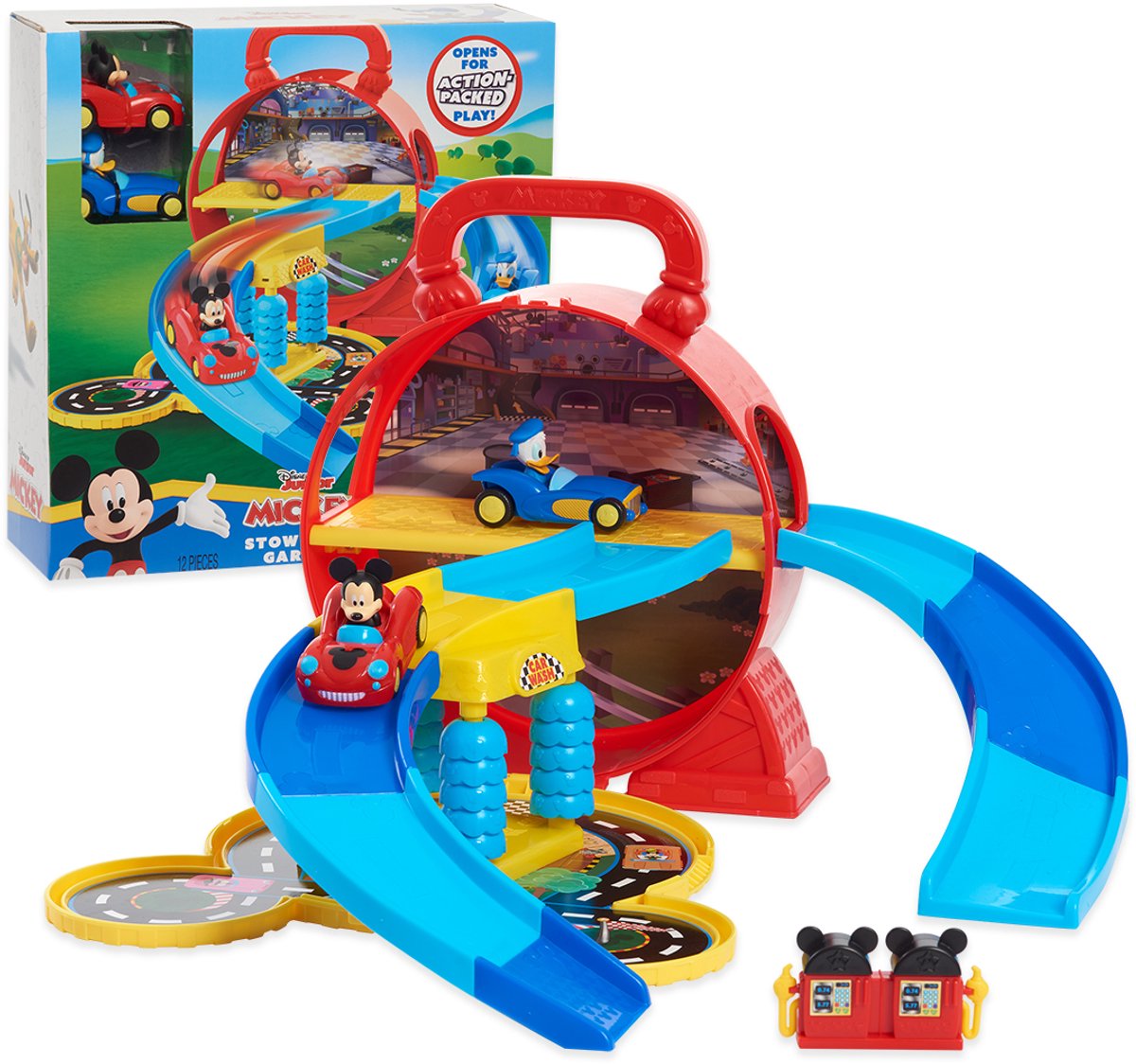 Disney Junior Mickey - Stow ’n Go Garage Speelset - inclusief 2 Voertuigen