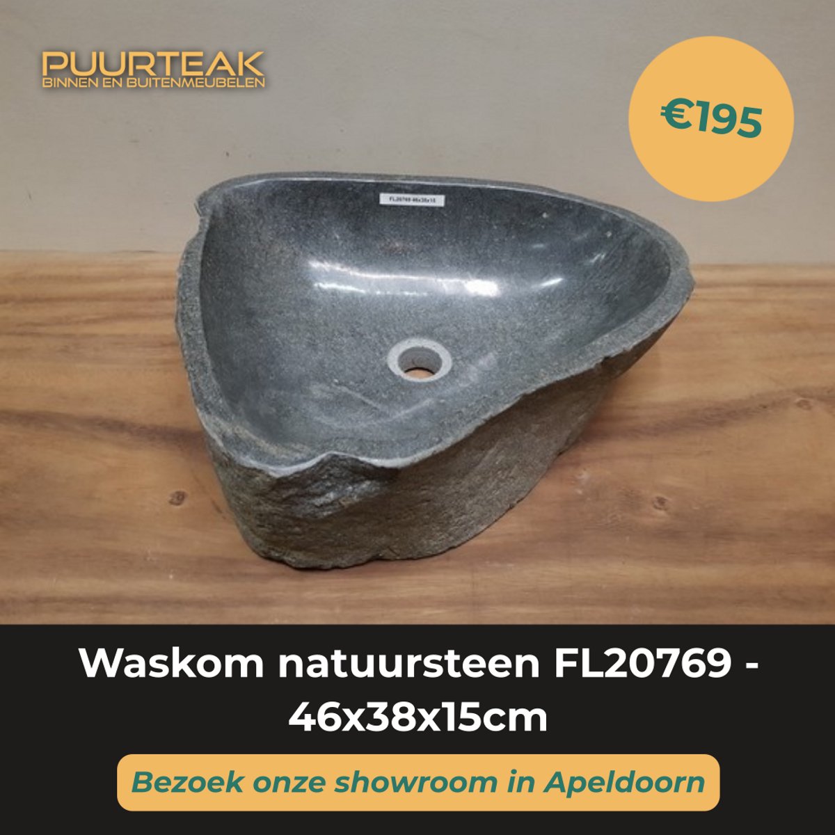 Waskom natuursteen FL20769 - 46x38x15cm