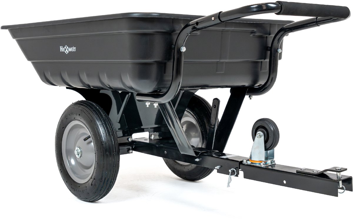 HW-ABS-TRAILER Tuinwagen voor zitmaaier en quad - 200 L - 200 kg Compatibel met de HEXWELT HW-TR-452 tuintractor