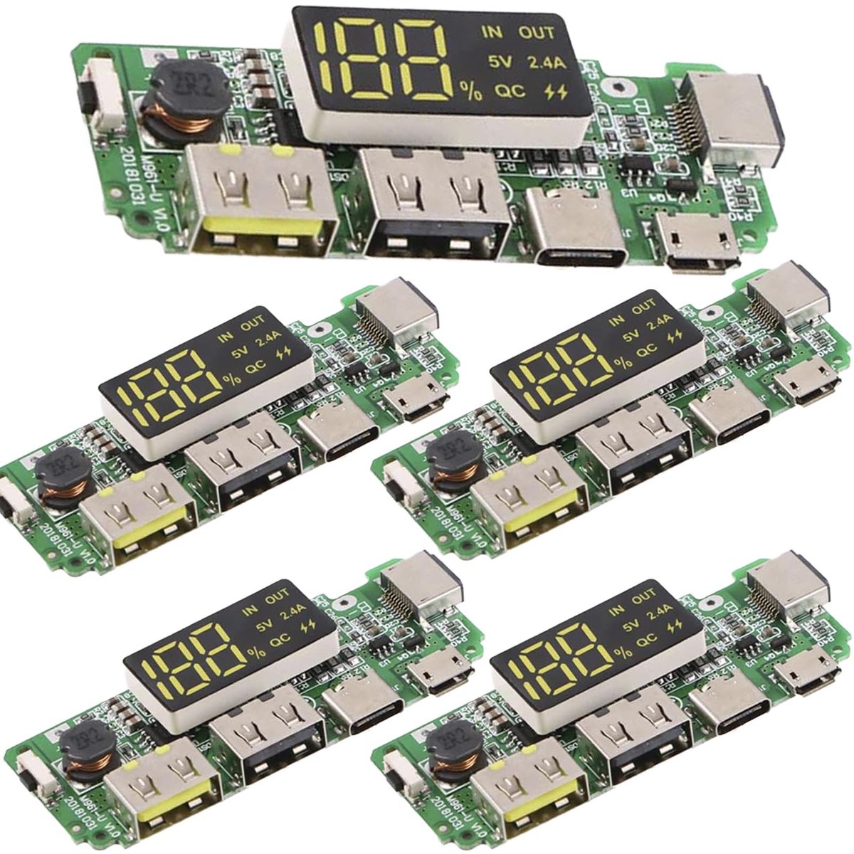 Dailygoods - Oplaadkaart voor 18650 Batterijen met Dual USB
