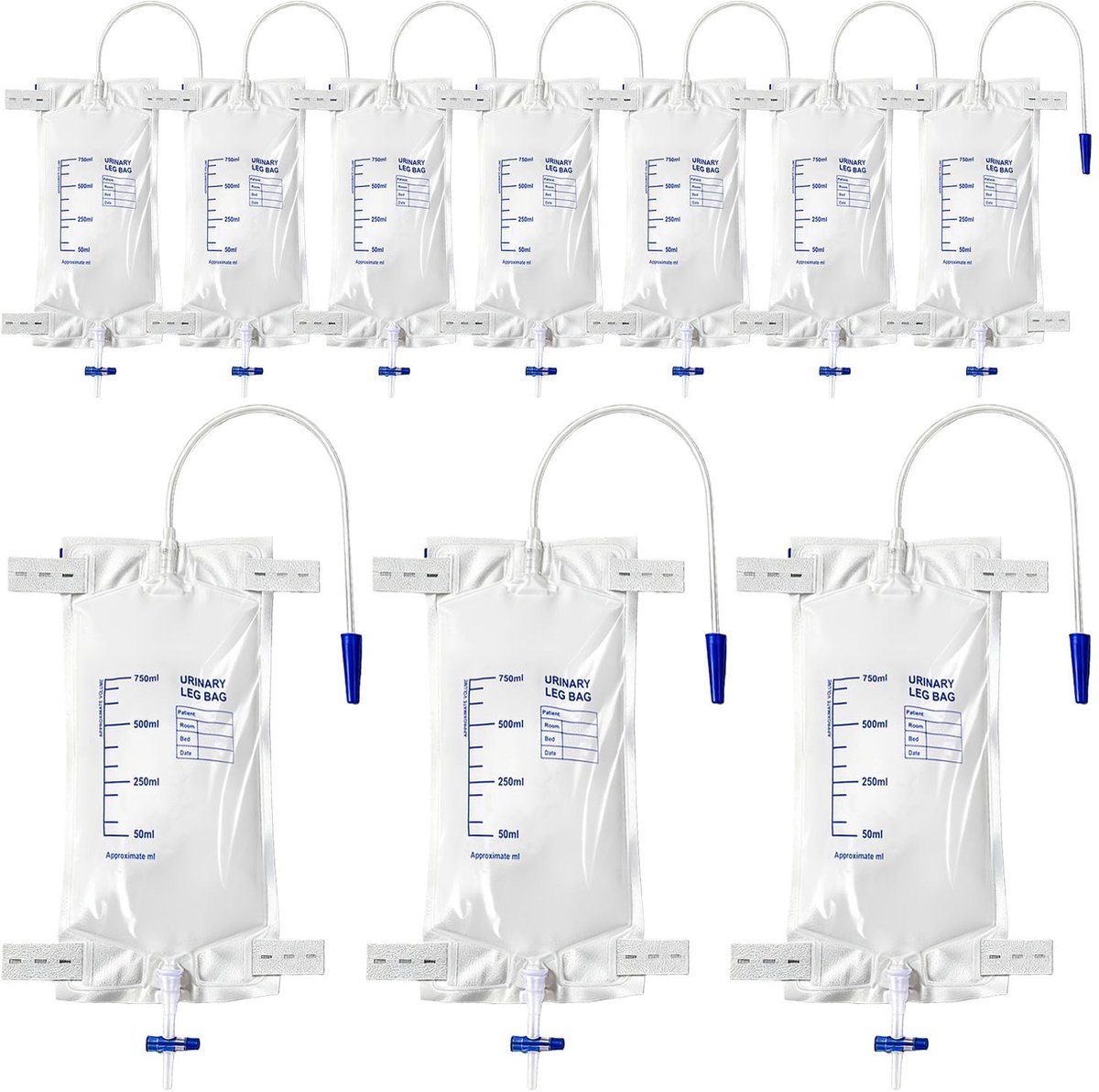 Dailygoods - Set van 10 Urinezakken met Ventiel en T-afvoer, 750 ml