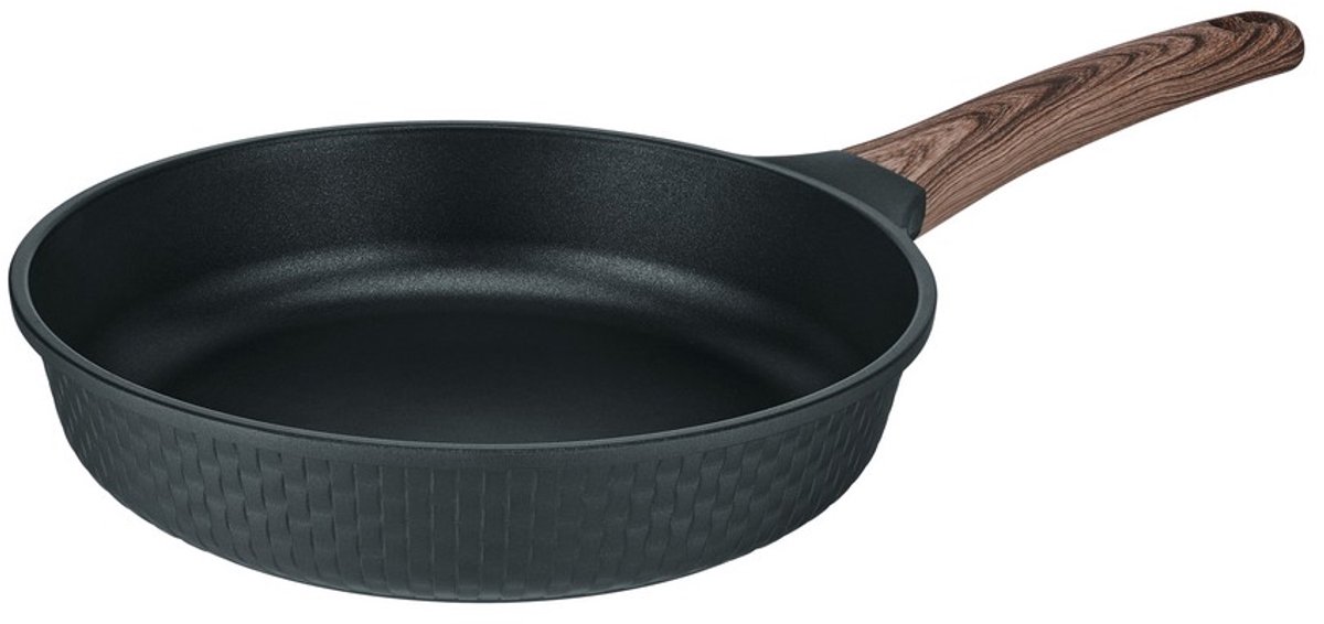 RESTO Ran Koekenpan 26 cm – Inductie Geschikt – Gerecycled Aluminium – PFLUON Anti-aanbaklaag – PFAS/PFOA Vrij – Zwarte Frypan