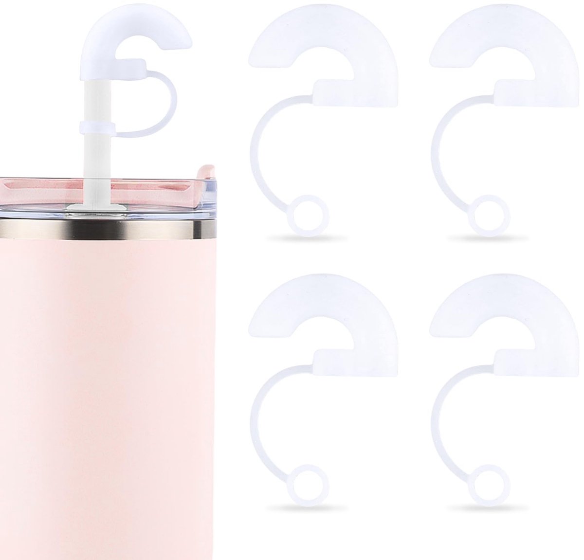 Dailygoods - Cosensi - Dailygoods - Set van 4 Rimpelbestendige Siliconen Rietjes met Doppen
