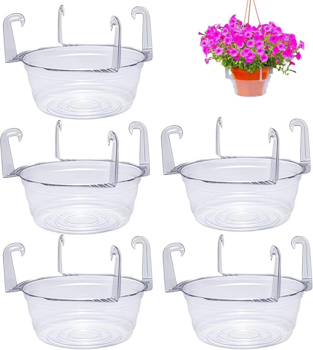 Transparante Hangerschaaltjes voor Bloempotten - 5 stuks - 25×10cm - Transparant Wateropvangbakje - Voorkomt Waterdruppels - Geschikt voor Hangende Bloempotten in de Tuin en op Balkons