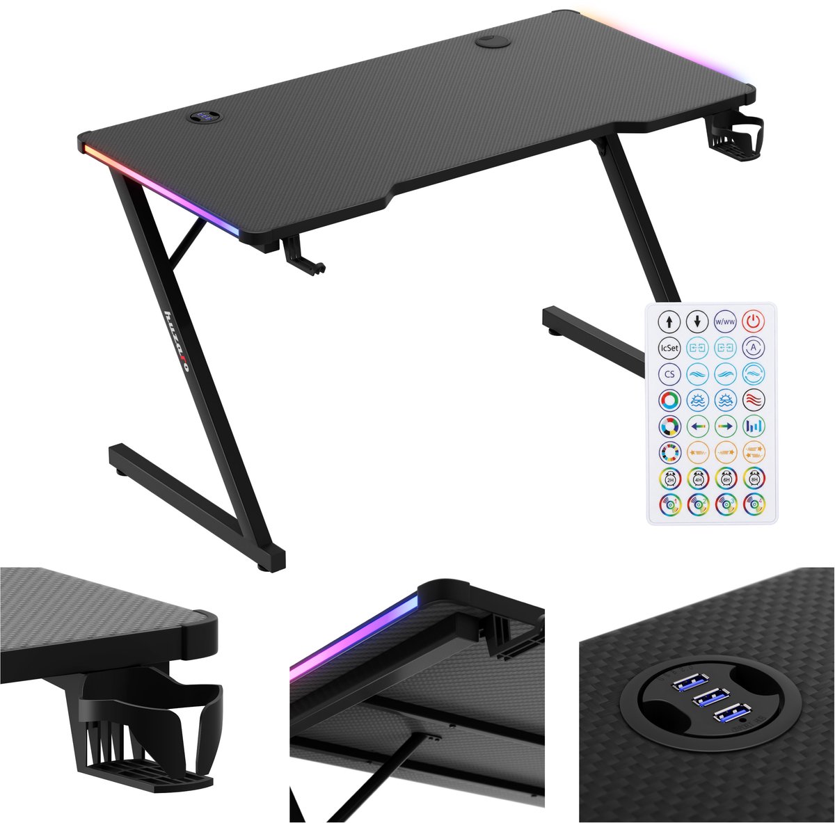 Huzaro - Hero 2.5 RGB - Bureau - Zwart