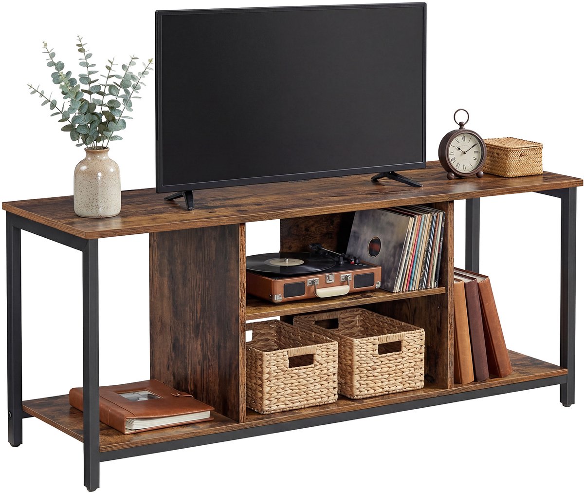 VASAGLE - TV Meubel - TV-meubel Lowboard - Open Vakken - Industrieel Design - Voor TV tot 55 cm