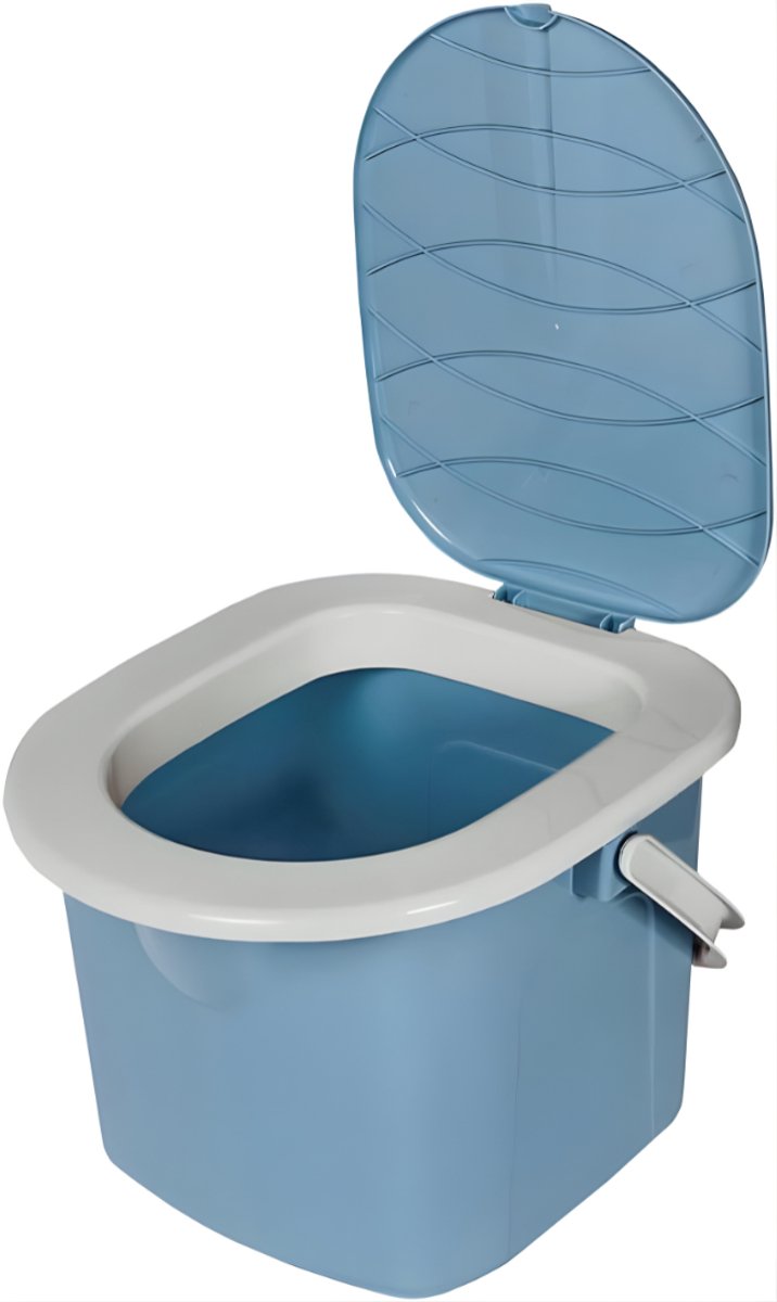 KAD® Camping Toilet - Draagbaar Camping Toilet - 15.5 Liter - Toiletemmer met Deksel & Draagbeugel - Ideaal voor Camping, Camper & Noodgevallen - Lichtblauw - 31cm x 31cm x 28cm
