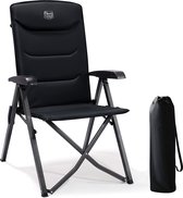 TIMBER RIDGE Campingstoel - Opvouwbaar & Verstelbaar - 4 standen & hoge rugleuning - Comfortabele tuinstoelen - Ideaal voor camping - Zwart