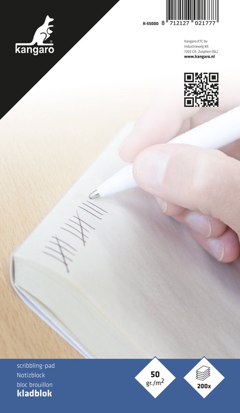 Foto: Kangaro kladblok 11 5 x 19 8cm 200 vel schrijfblok k 55000