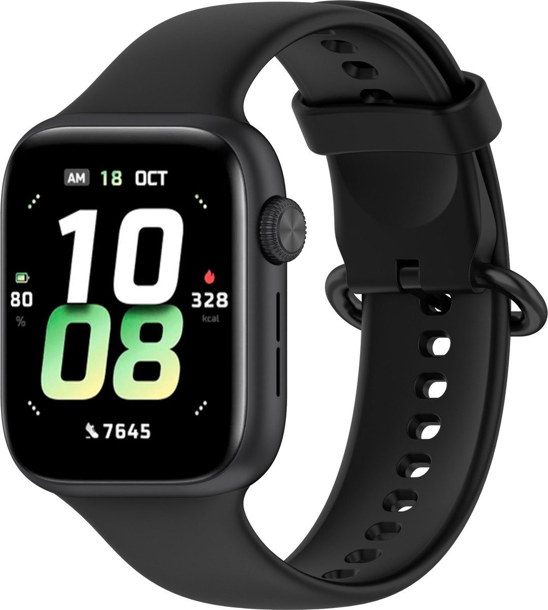 Strap-it Siliconen bandje met gespsluiting - geschikt voor Honor Watch 5 (zwart)