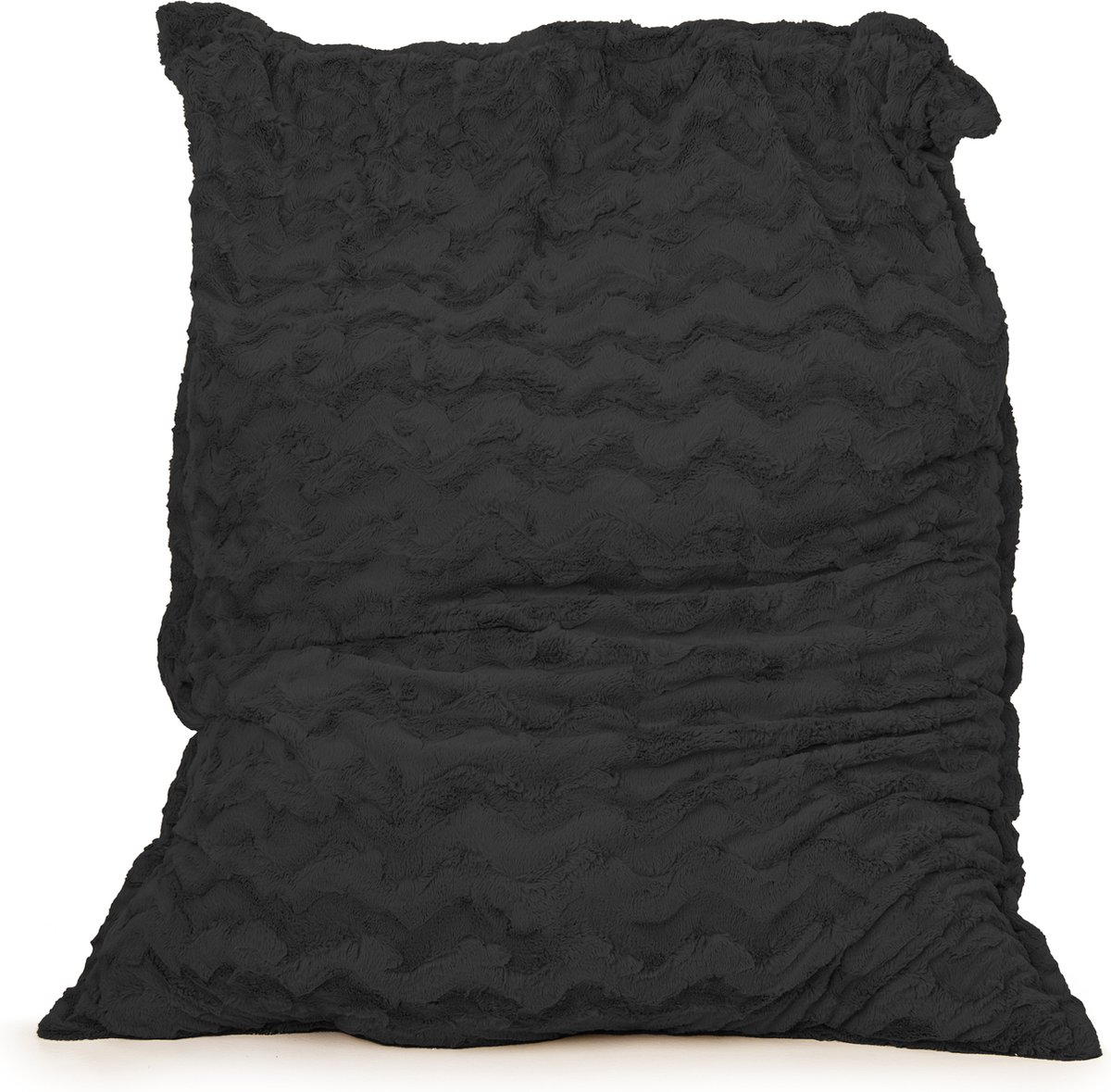 Drop & Sit - zitzak/zitkussen - stijlvolle bontlook (faux) - zwart - 100x 150 - heerlijk zacht