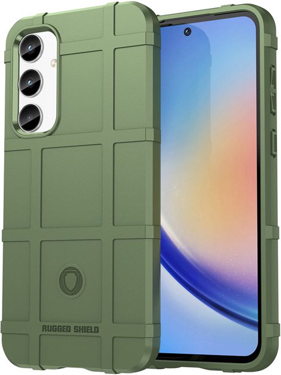 MobyDefend Hoesje - Geschikt voor Samsung Galaxy A35 - Rugged Shield TPU Backcover - Groen