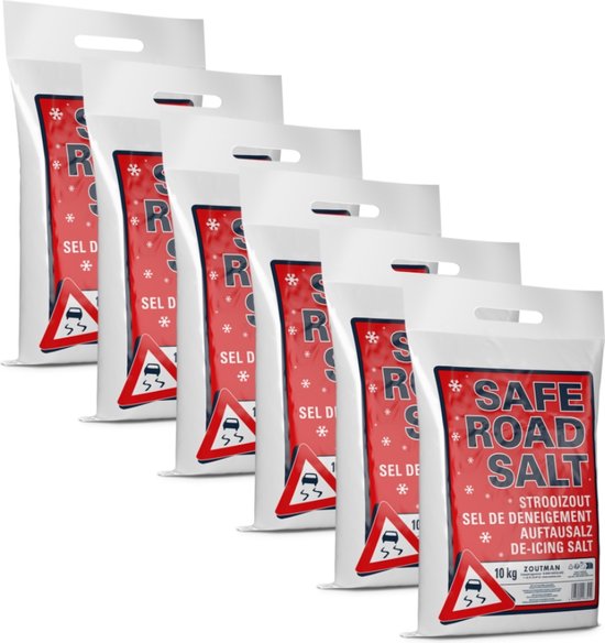 SAFE ROAD SALT® - Strooizout en Dooizout - 6 x 10 kilogram - Multipack - Totaal 60 kg
