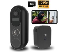 Limitless Safety Video Deurbel met Camera – Draadloos WiFi – 1080P Nachtzicht – Zonder Abonnement – Incl. 64GB SD-kaart & Draadloze Gong
