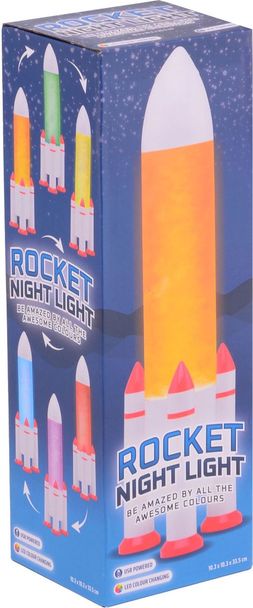Johntoy Raket Nachtlamp - LED Kinderverlichting met USB - Vanaf 3 jaar van Merkloos — afbeelding 3