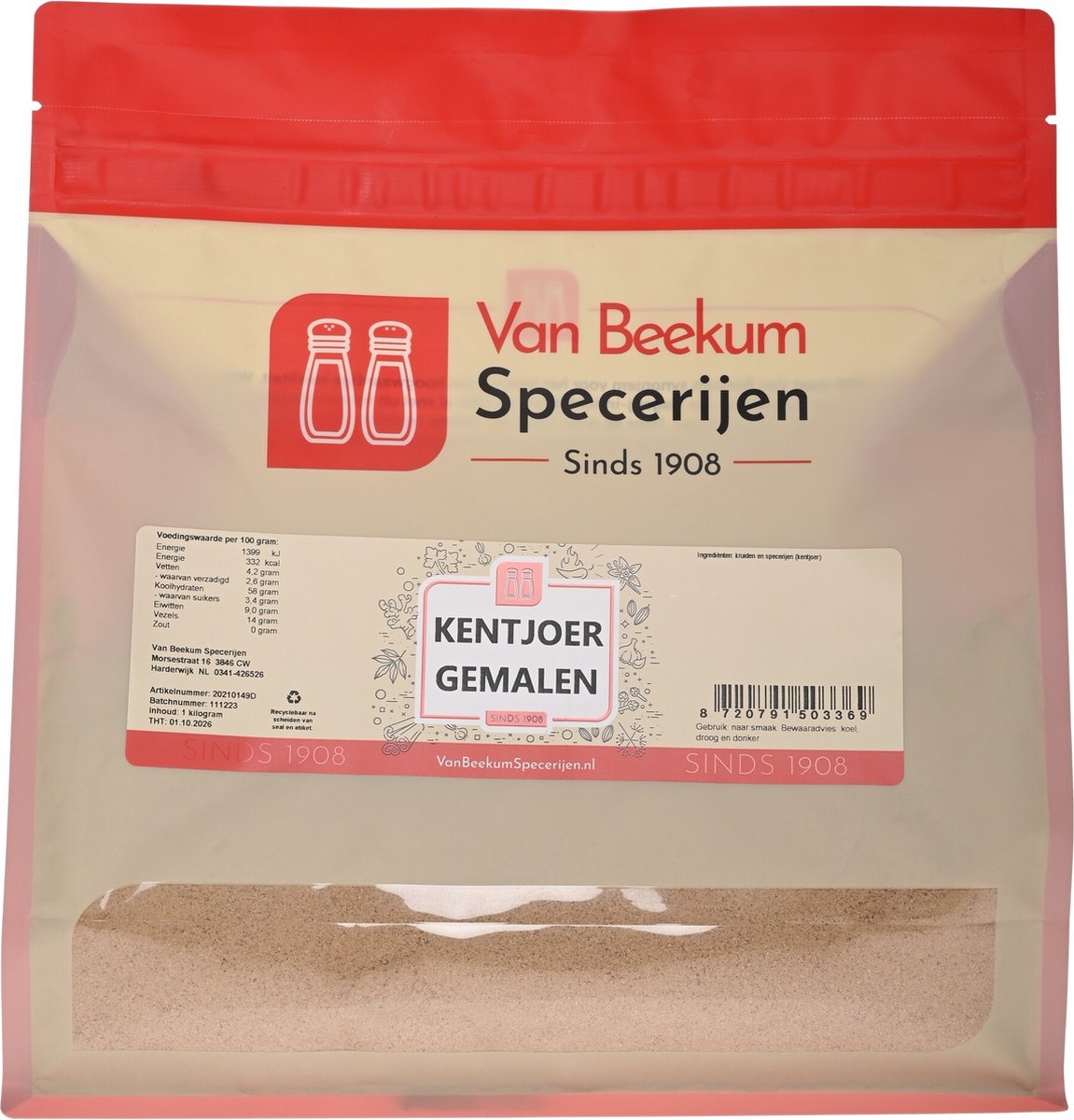 Goedkoopste Van Beekum Specerijen - Kentjoer Gemalen - 1 kilo (hersluitbare stazak