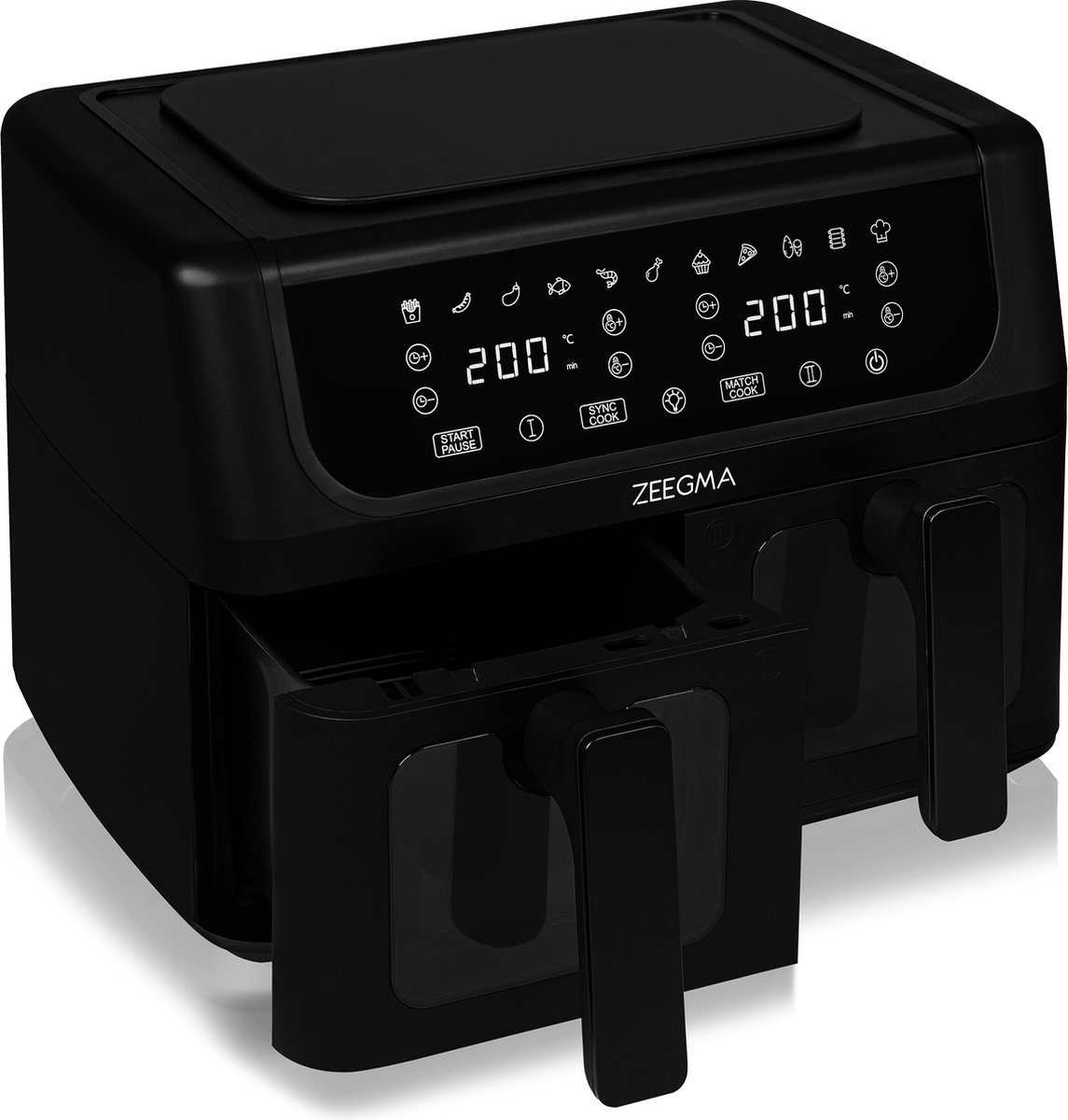 Afbeelding 3 van Zeegma Knapper Dual - Airfryer - 9L - 1700 W - 12 frituurprogramma's - Vetvrij Koken - Tefloncoating