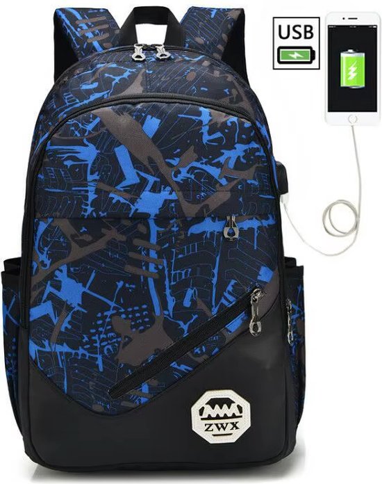 Rugzak - Camouflage Blauw - Schooltas - Rugzak Kind - Back to School - Rugtas