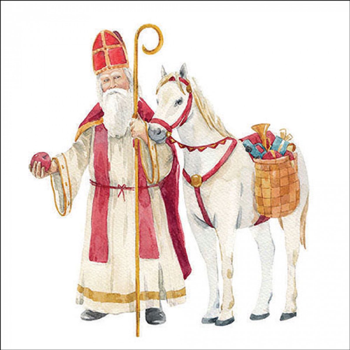 Lunch servetten Sinterklaas Nicholas and horse - Ambiente - 33x33 cm