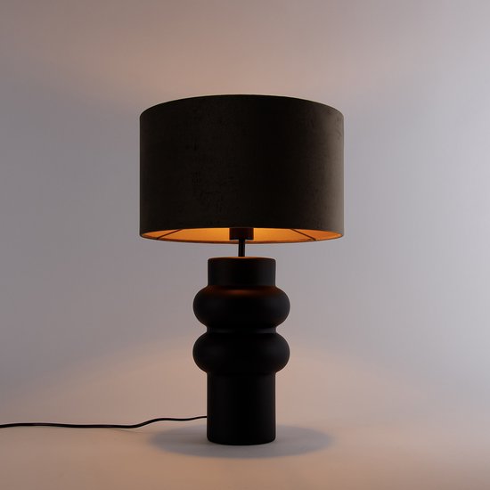 QAZQA alisia - Lampe de table Design avec abat-jour - 1 lumière - H 60 cm - Zwart Or - Salon | Chambre à coucher | Cuisine