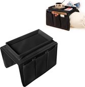 1 stuk - Bankstel Organizer - Armleuning Dienblad - Armleuning organizer voor bank - Fauteuil Armsteun Zakt Organisator - Hangende opslag - voor externe telefoon, tijdschriften, iPad, gamecontroller, kopjes - zwart