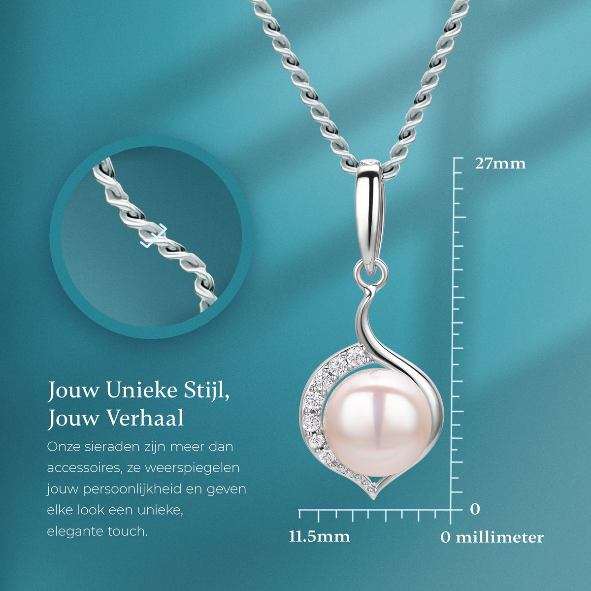 Zilveren ketting met hanger met rood zirkonia hartje - Lengte 45-45 cm | Mostert Juweliers