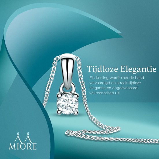 Miore - Collier en Or blanc - Femme - Or 14 Carats - Bijou hypoallergénique - Collier Pendentif Fait Main