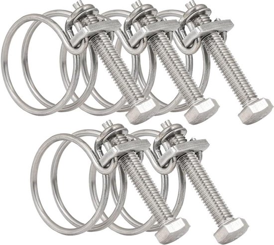 36-40 mm dubbele draadslangklemmen, 201 roestvrijstalen slangklemmen, universele buisbevestiging voor sanitair, verstelbare slanghoepel (pak van 10