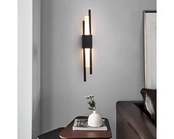 Moderne Wandlamp - Led Wandlamp - Minimalistisch - Warm Wit Licht - 50 x 8 cm - Led 6W - Mat Zwart