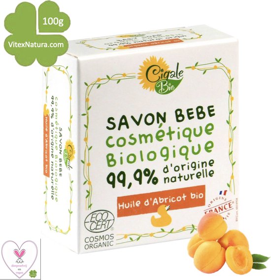 Baby zeep met abrikozen olie - 100g - Biologisch Hypoallergeen - Voor de gevoelige huid - Verlichtend voor eczeem - Cigale bio van $ — afbeelding 2