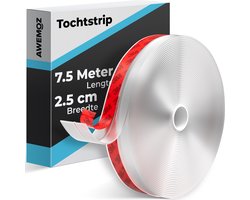 AWEMOZ Tochtstrip 7,5 Meter Lang x 2,5 cm Breed - Tochtstrips voor Deuren - Zelfklevend - Tochtstopper - Tochtrol - Tochtband - Tochtwering - Hoogwaardig Siliconen