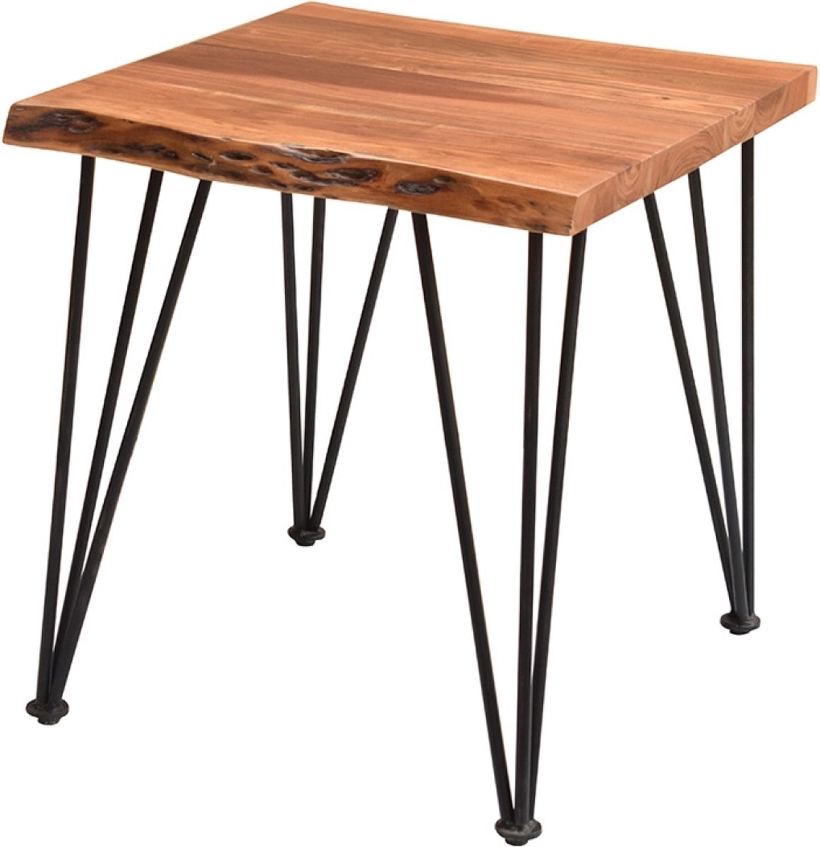 OHNO - Liv Bijzettafel/ Salontafel - Hout - Boomstamblad - Zwart Metalen Poten