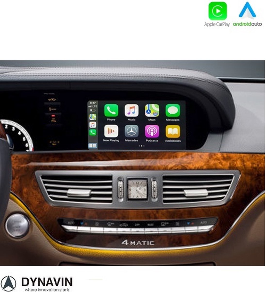 Navigatie Mercedes W221 S klasse carkit 9.5 inch touchscreen apple carplay android auto android 11