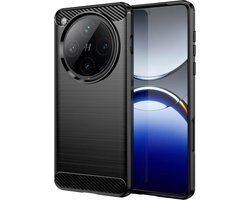 MobyDefend Hoesje - Geschikt voor Oppo Find X8 Pro - TPU Backcover - Geborstelde Metaal & Carbon-Look - Zwart