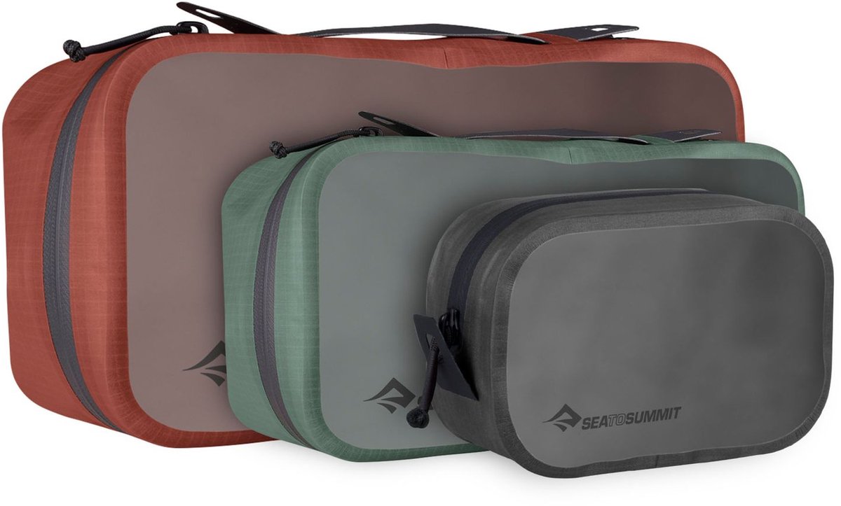 Sea to Summit Pakzak Hydraulic Packing Cube Set 3 Piece Set Laurel Wreath, Picante, Jet Black Zwart