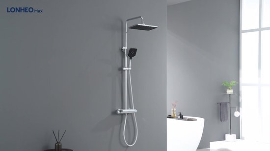 DIFFERENZ Regendoucheset Thermoline met 1 straalsoort incl. thermostraatkraan 20 x 20 cm mat zwart kopen