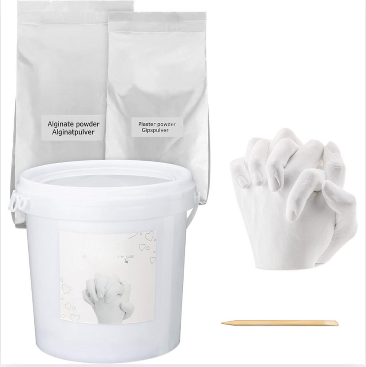 Goedkoopste 3D gipsafdruk voor 1 tot 2 handen - Handafdruk in gips - Bodycasting set - Voor 1 volwassene of 2 kinderen - pH-neutraal en huidvriendelijk