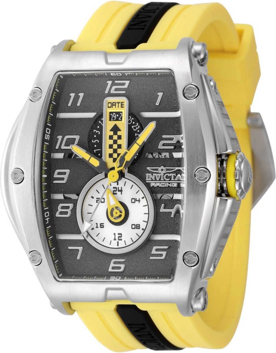 Invicta Racing 47383 Heren Horloge - Waterdicht - Analoog - Quartz Uurwerk - Roestvrij Staal met zwarte Wijzerplaat - 57mm