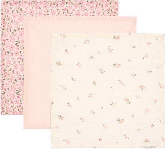 Little Dutch Fairy Garden Fairy Floral - Multipack - lot de 3 lingettes buccales - 25 x 25 cm