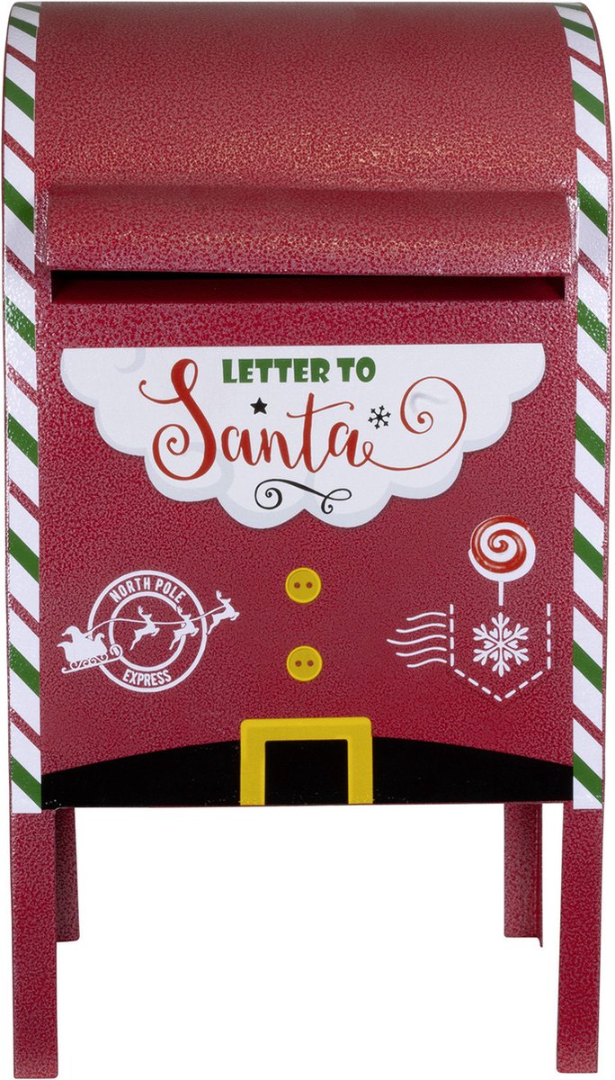 Kerstman brievenbus/mailbox - rood - staand - 52 cm - Letter to Santa - kerstdecoratie