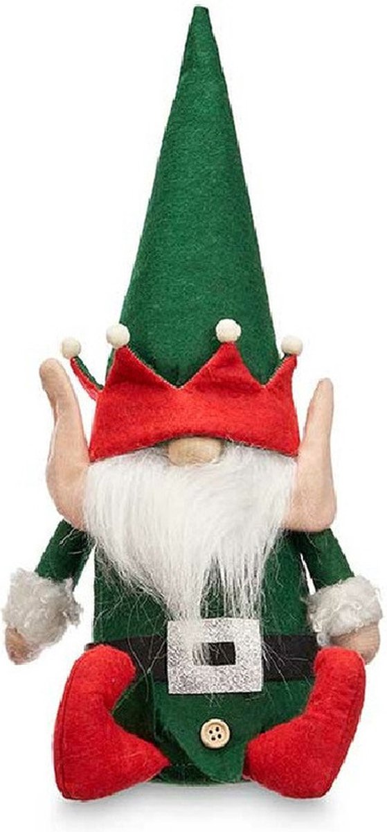 Krist+ kerstelf knuffel - 35 cm - pluche - groen/rood - kerstknuffel elf