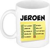 Tasse avec nom Bellatio Decorations Jeroen - blanc - top guy - céramique - 300 ml - cadeau tasse collègue