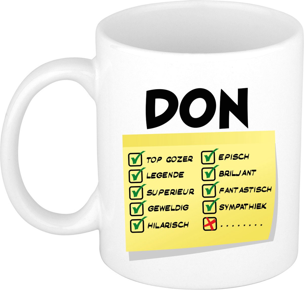 Bellatio Decorations Naam mok Don - wit - top gozer - keramiek - 300 ml - cadeau collega beker