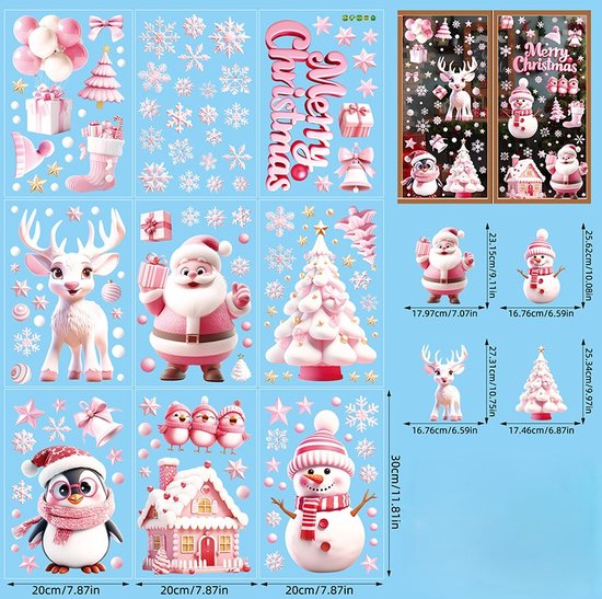 Kerst raamsticker sneeuwpop met pinguin